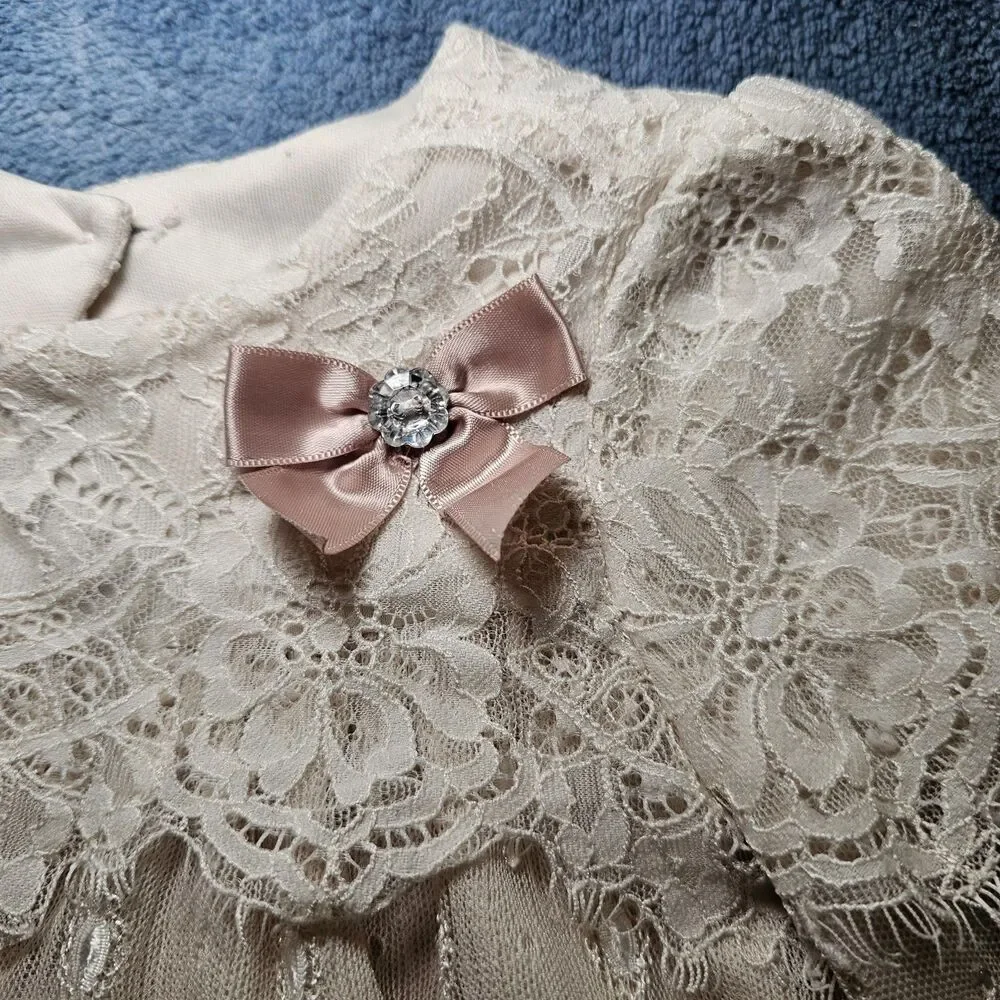 Nannette Baby Dress Lace Style 3 Layers 24M Light Peach Creme Colored